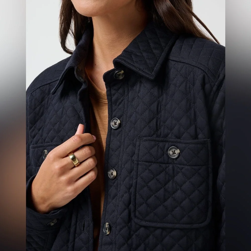 NWT Travis Mathew Diamond Quilted Shacket Black Sz XS - Picture 2 of 10